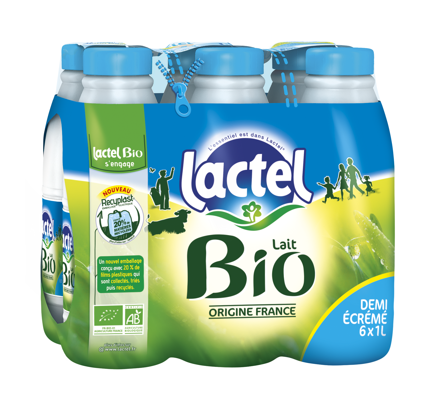 lait Lactel bio demi-écrémé 