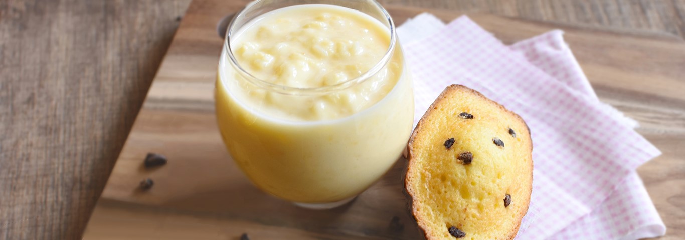 Recette de Riz au lait La Laitière et sa madeleine aux pépites de chocolat