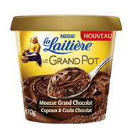 Le Grand Pot Chocolat, copeaux de chocolat et coulis au chocolat