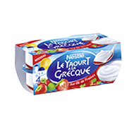 Yaourts à la Grecque sur lit de Fraises