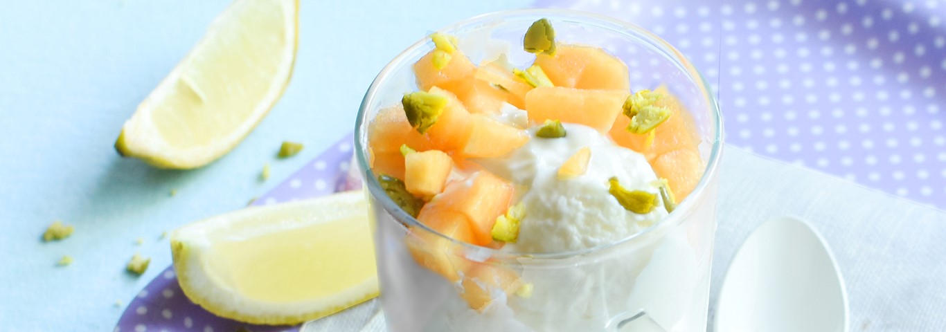 Recette de Frozen yogurt citron melon et pistaches