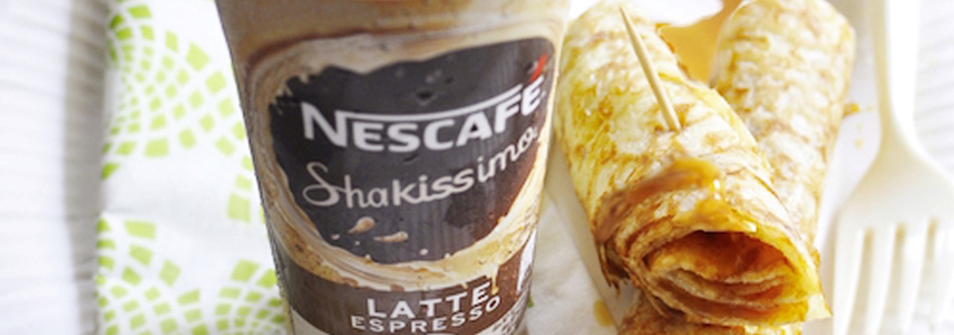 Recette de Nescafé Shakissimo Espresso et wrap au caramel au beurre salé