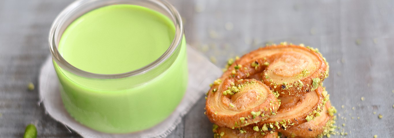 Recette de Crème dessert et ses palmiers pistaches