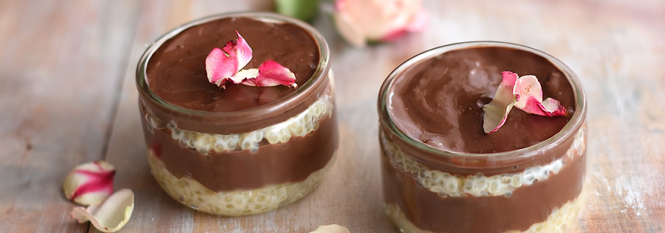 Recette de Verrine tapioca, rose et chocolat