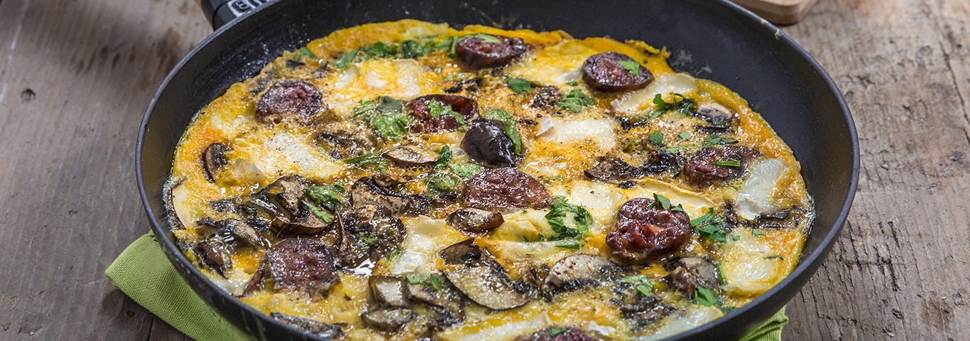 Recette de Omelette au figatelli, champignons et Corsica