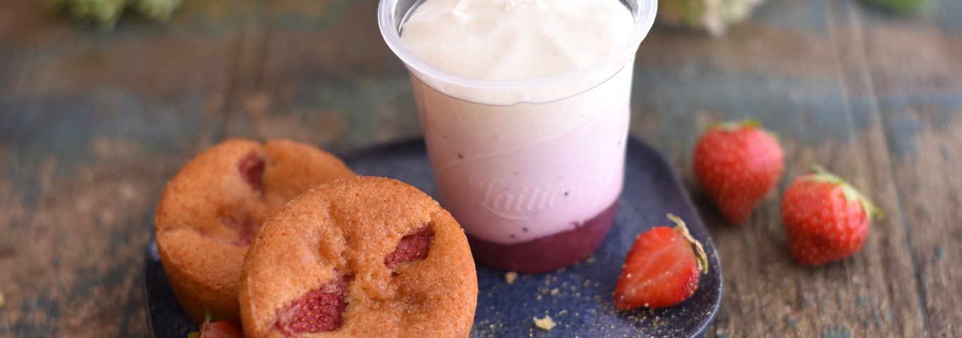 Recette de Le liégeois La Laitière et ses petits moelleux aux fraises