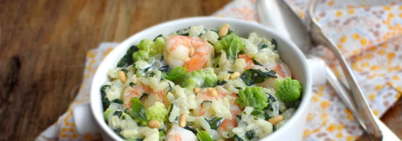 Recette de Risotto crémeux vert aux gambas