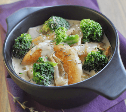 Recette de Aiguillettes de poulet à la crème et brocolis