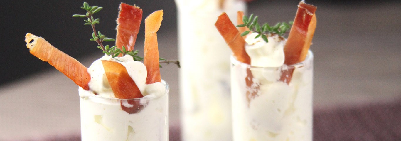 Recette de Verrines chantilly au camembert Lanquetot et jambon cru