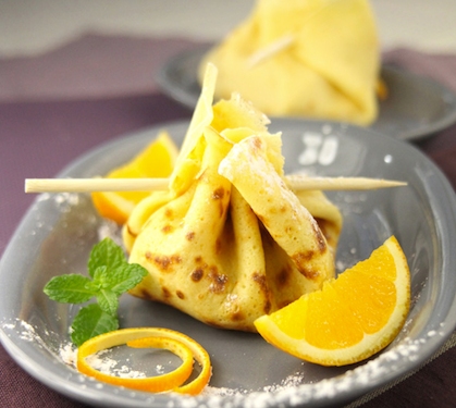 Recette de Aumônières de crêpes aux oranges