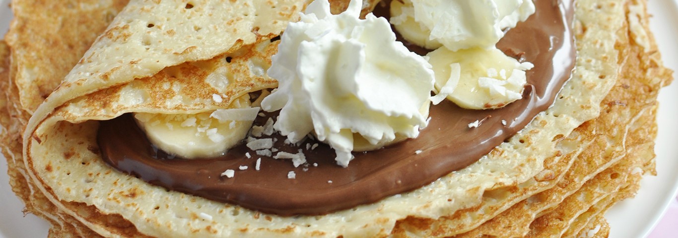 Recette de Crêpes au chocolat, banane et chantilly