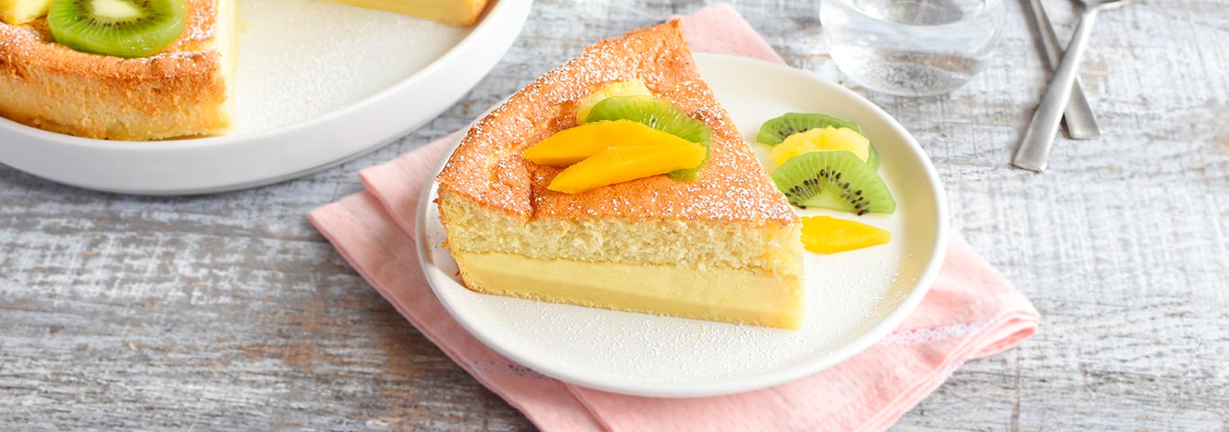 Recette de Gâteau magique vanille et fruits exotiques