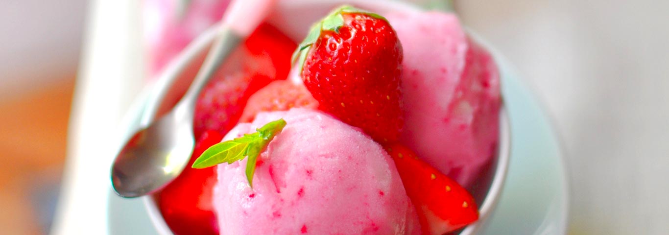 Recette de Sorbet fraise basilic