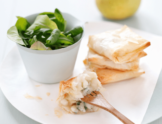 Recette de Briques au Roquefort Société Bio et aux poires