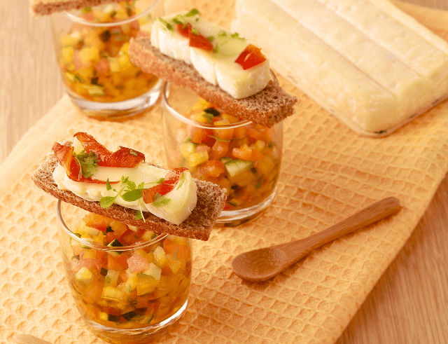 Recette de Mouillettes de Brique de Brebis Lou Pérac et Tartare de Légumes d'été
