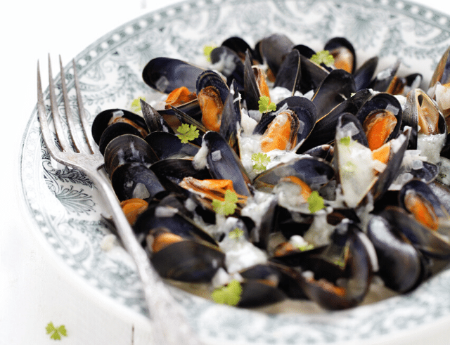 Recette de Moules au Roquefort Société Bio