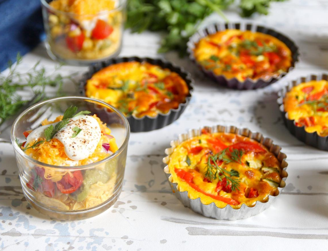 Recette de Mini quiches au saumon et verrines "tacos"