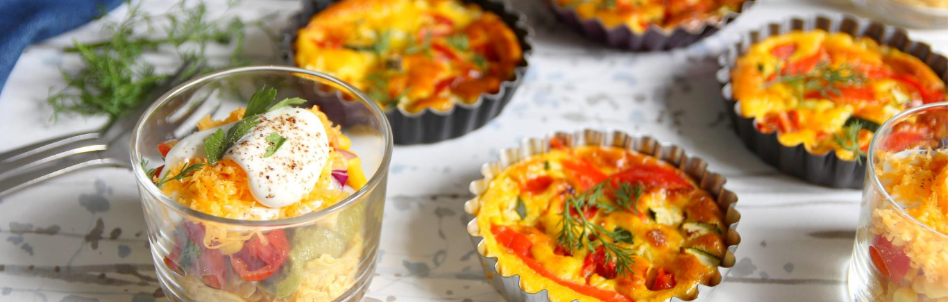 Recette de Mini quiches au saumon et verrines "tacos"