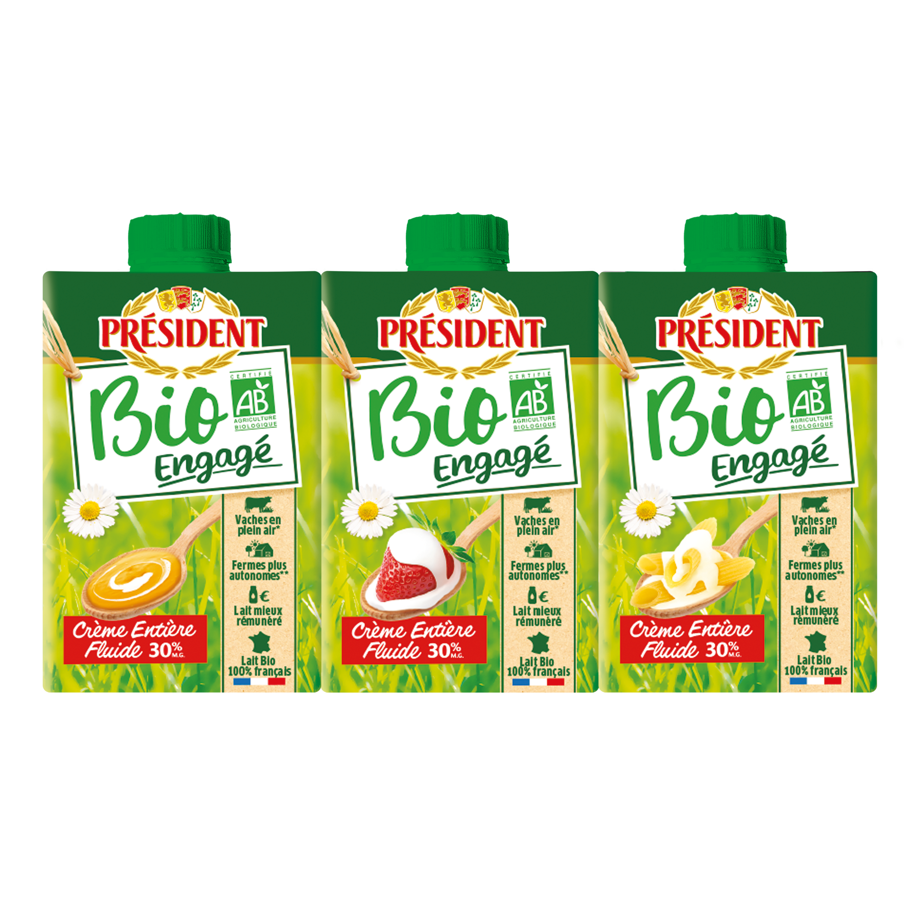 Crème fluide entière biologique Président