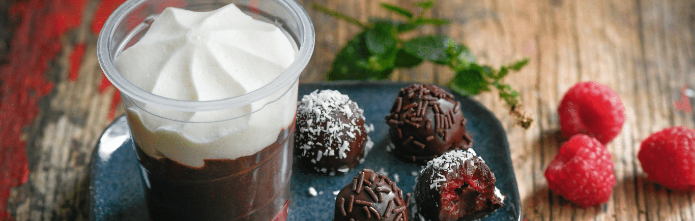 Recette de Viennois chocolat sur lit de framboises & bonbons de framboises