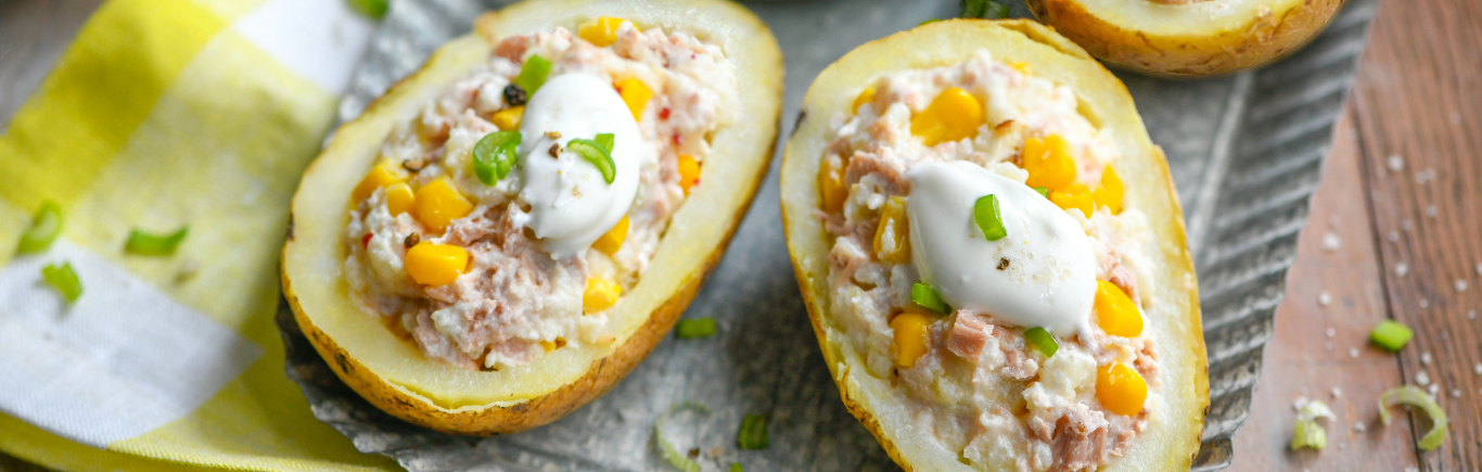 Recette de Jacket Potatoes Thon-Maïs-Basilic