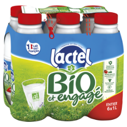 Lactel Bio et Engagé Entier Bouteille 6X1L