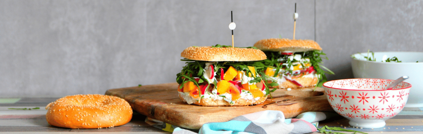 Recette de Bagel saumon, mangue, crème ciboulette