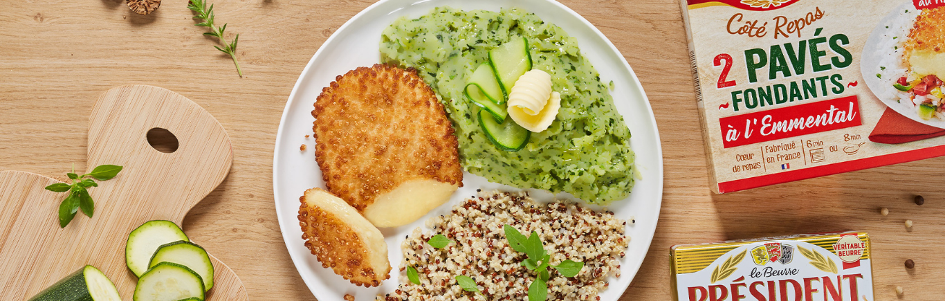 Recette de Pavé Fondant à l’Emmental et Purée de courgettes