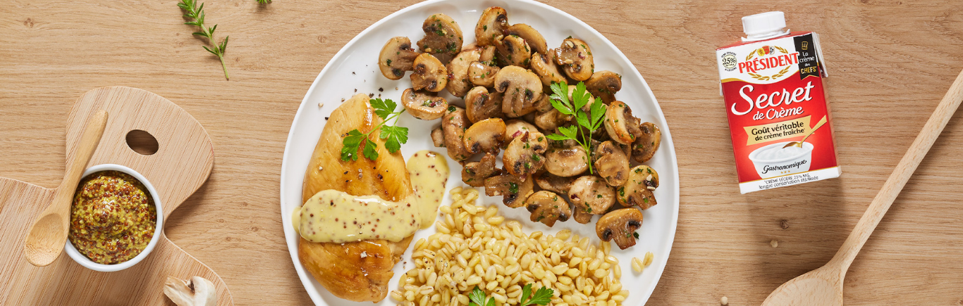 Recette de Poulet Forestier et sa sauce Moutarde à l’ancienne