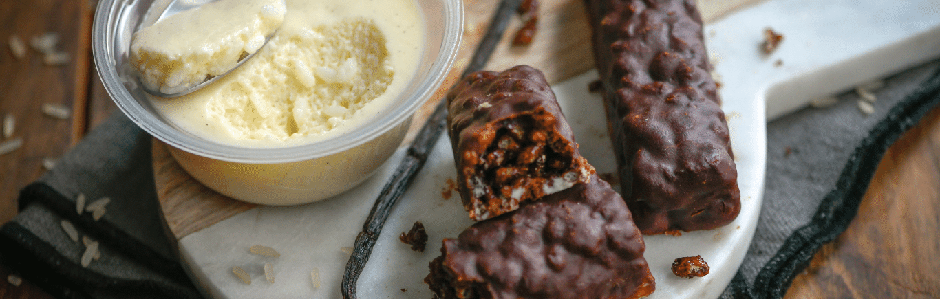 Recette de Barres de riz soufflé au chocolat et Mousse de Riz au Lait Vanille