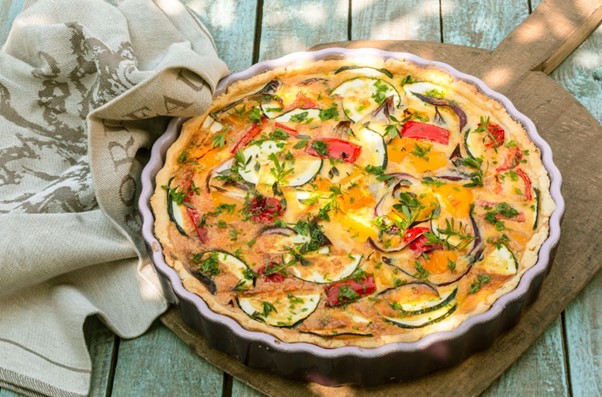 Recette de tarte à l'aubergine et à la courgette 