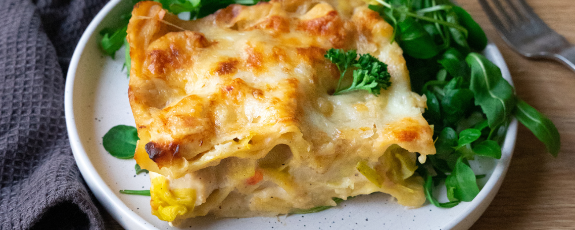 Recette de Lasagnes de poulet, poireaux et tomme de brebis Lou Pérac