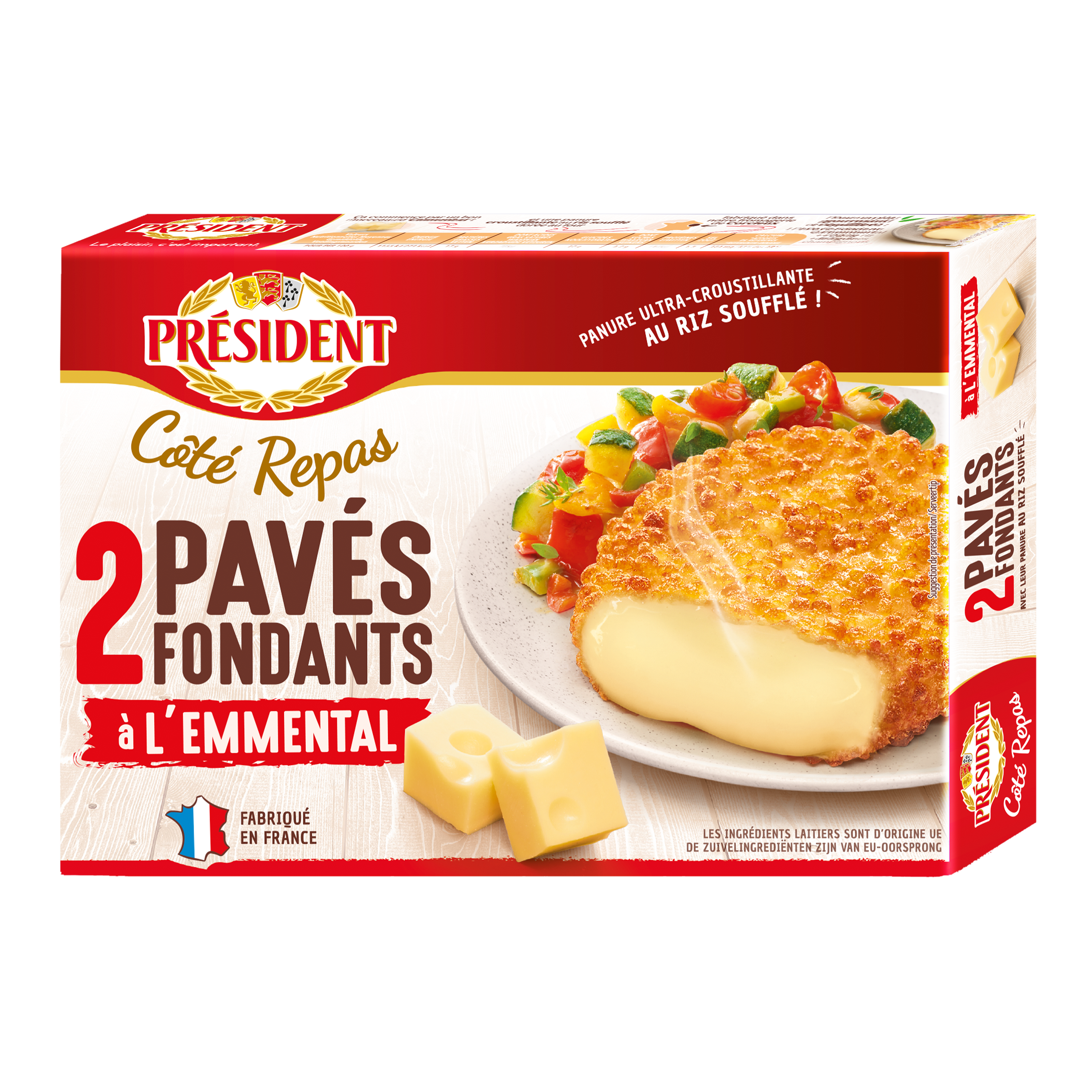 Pavés fondants à l'emmental Président 200g