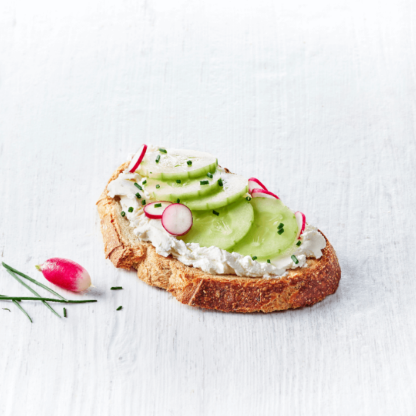 Recette de Tartine fraicheur Président Nature, concombre et radis