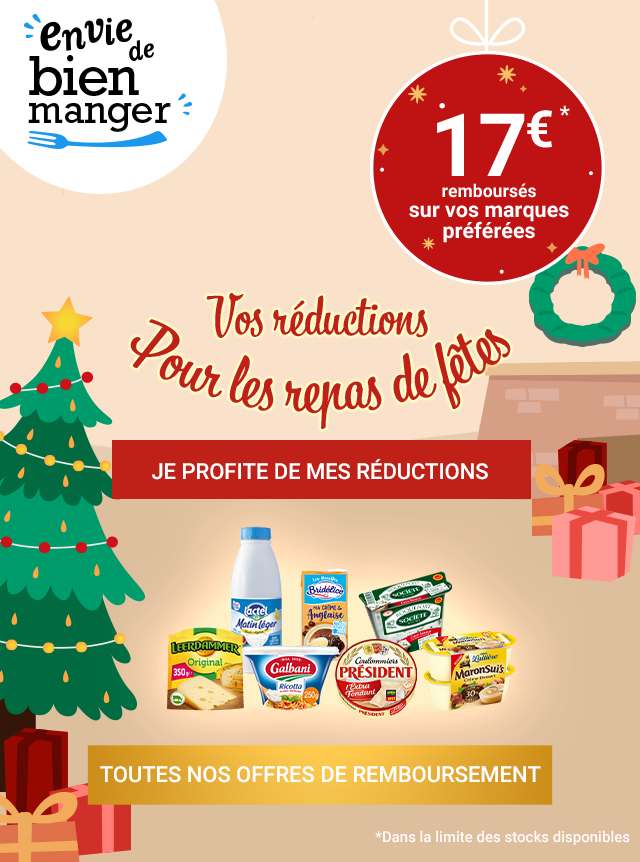 Vos réductions pour les repas de fêtes ! 
