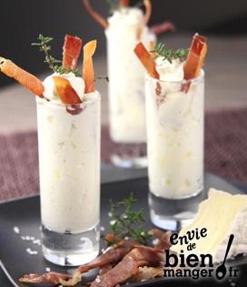 Recette de Verrines chantilly au camembert Lanquetot et jambon cru