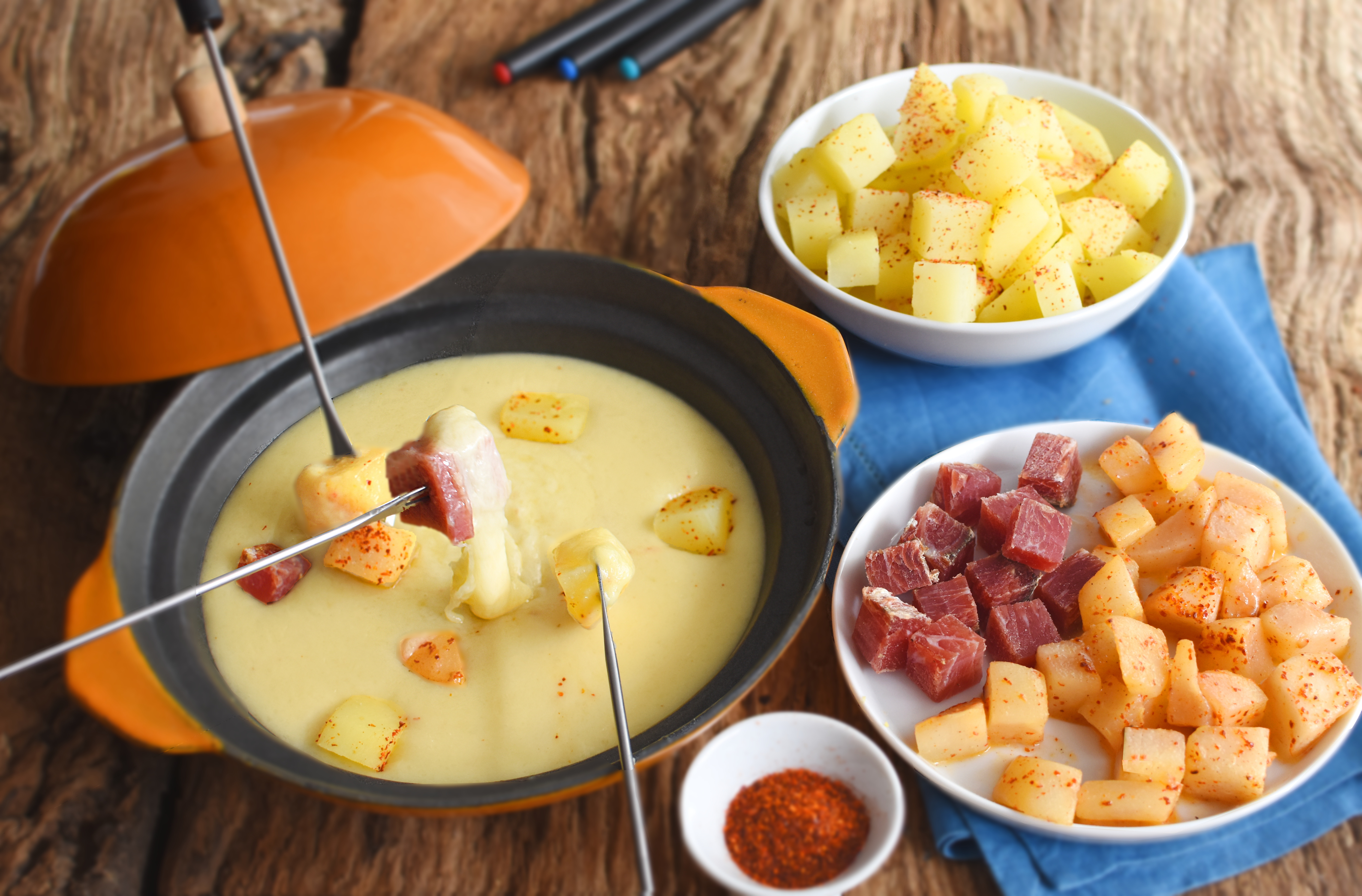 Recette de Fondue Président aux pommes de terre et poires