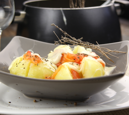 Recette de Fondue Président à la tomate et aux pommes de terre