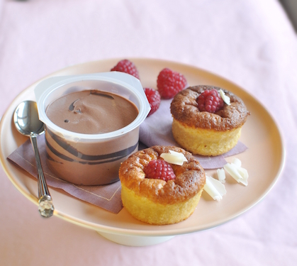 Recette de Moelleux chocolat blanc-framboise La Laitière 