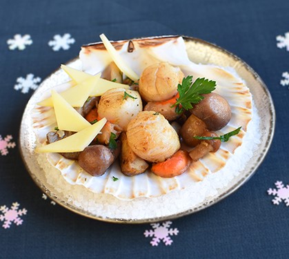 Recette de Noix de Saint-Jacques aux champignons et Emmental Président 