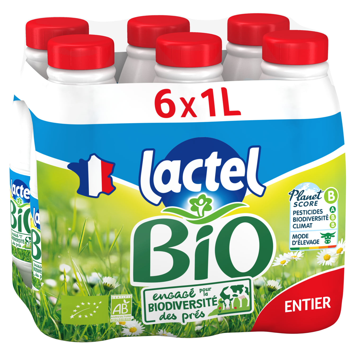 Lactel Bio entier 6x1L