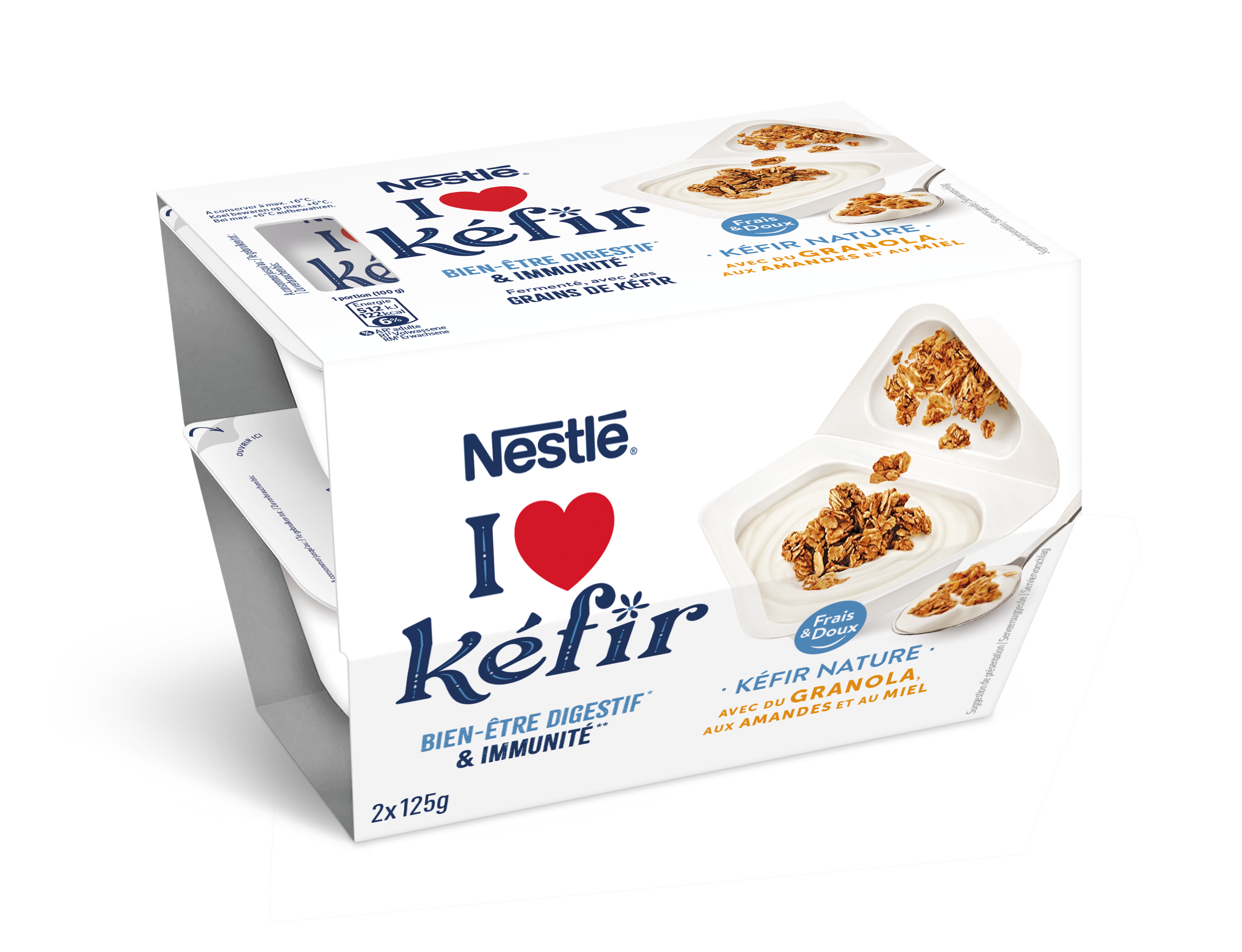NESTLE I LOVE KEFIR YAOURT NATURE BI-COMPARTIMENT GRANOLA 2X125g