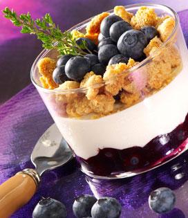 Recette de Bodega de Panna Cotta aux myrtilles et crumble au thym