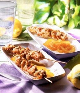 Recette de Brochettes de ris de veau, marmelade de citrons, crème de safran