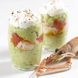 Recette de Cappuccino d'avocat aux langoustines