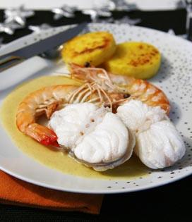 Recette de Gambas et lotte en sauce vanillée