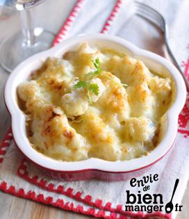 Recette de Gratin de chou fleur aux 3 fromages