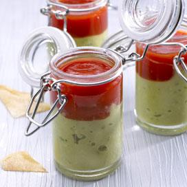 Recette de Guacamole au coulis de tomates, mouillettes de brick