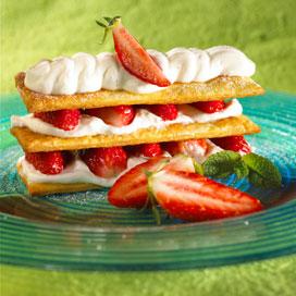 Recette de Millefeuille aux fraises et aux petits-suisses