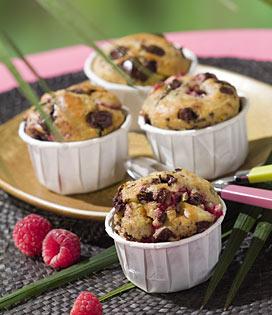 Recette de Muffins framboise, coco et pépites de chocolat